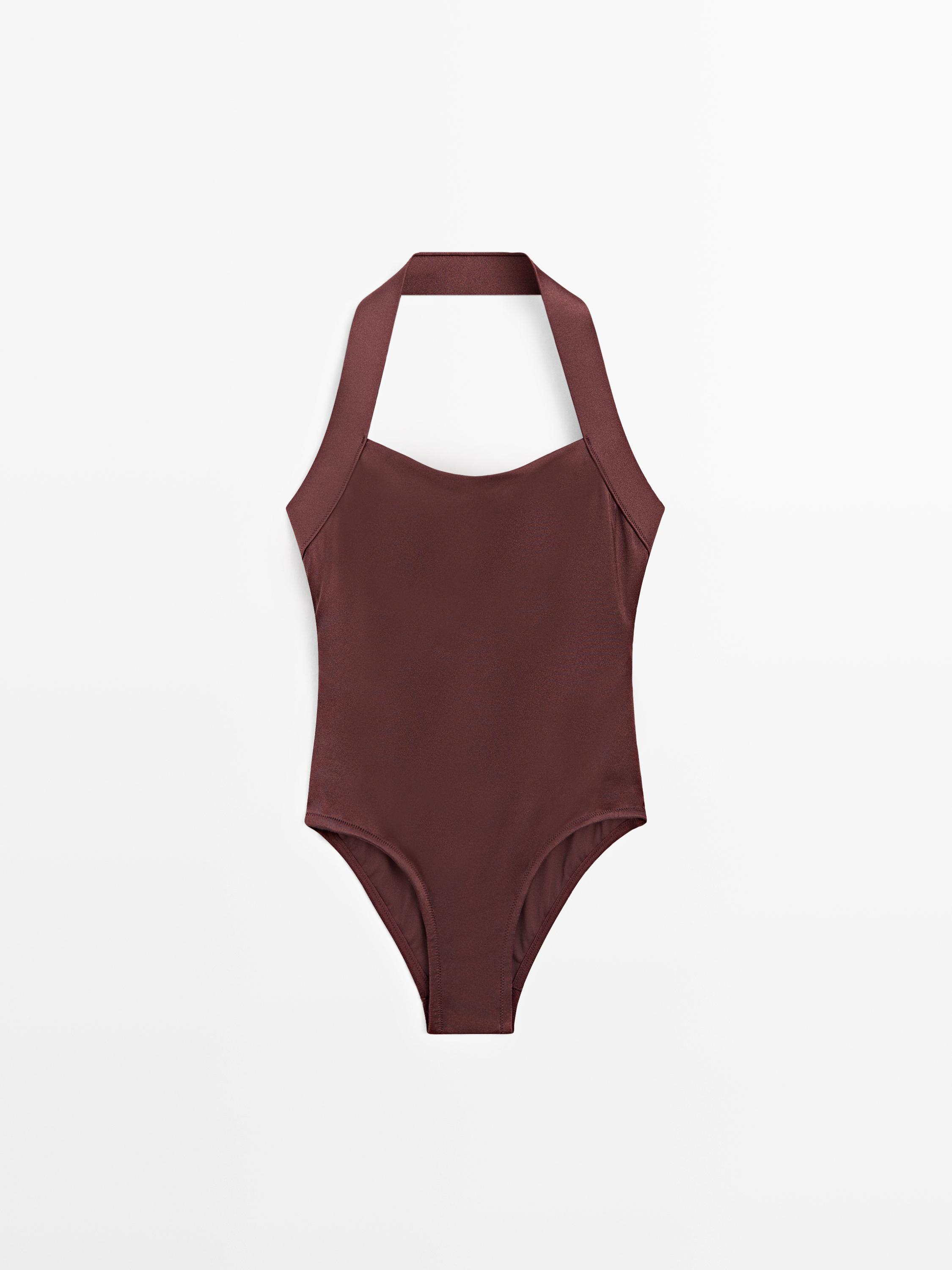 Maillot de bain brillant à encolure américaine